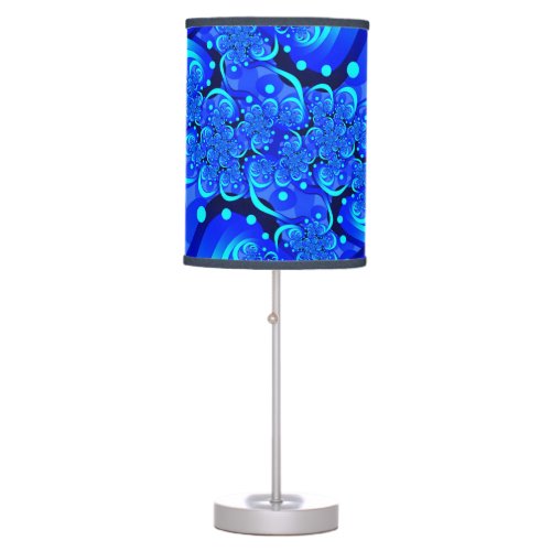 Shades of Blue Modern Abstract Fractal Art Table Lamp