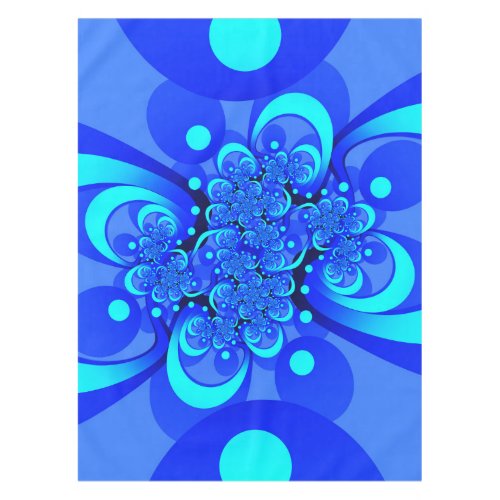Shades of Blue Modern Abstract Fractal Art Tablecloth