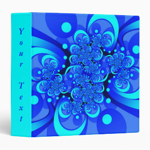 Shades of Blue Modern Abstract Fractal Art Text 3 Ring Binder