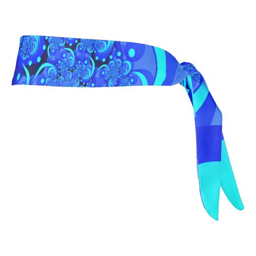 Shades of Blue Modern Abstract Fractal Art Tie Headband
