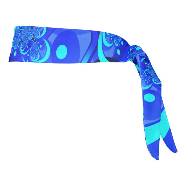 Shades of Blue Modern Abstract Fractal Art Tie Headband (Rotate 90)
