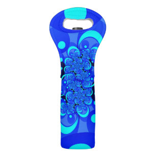 Shades of Blue Modern Abstract Fractal Art Wine Bag