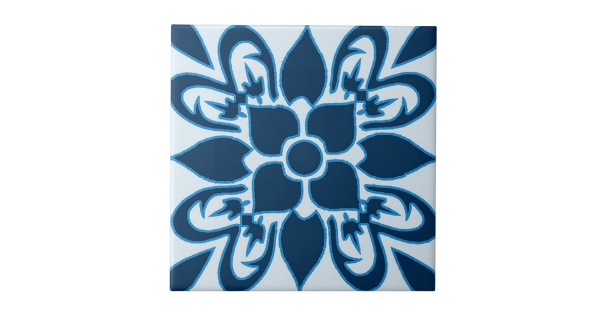 Shades of Blue Moroccan Patterned Tile | Zazzle