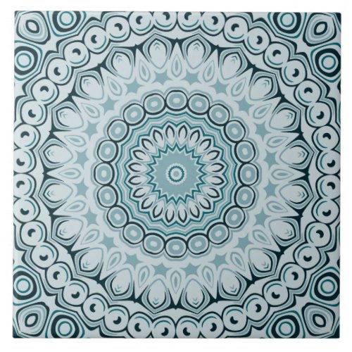 Shades of Blue Nautical Mandala Design Ceramic Tile