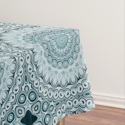Shades of Blue Nautical Mandala Design Tablecloth