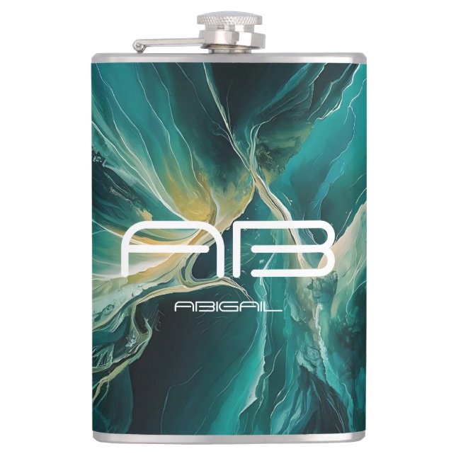 Shades of Blue: Ocean Dreams Personalizable Flask (Front)