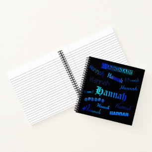Shades of Blue on Black - Hannah Notebook