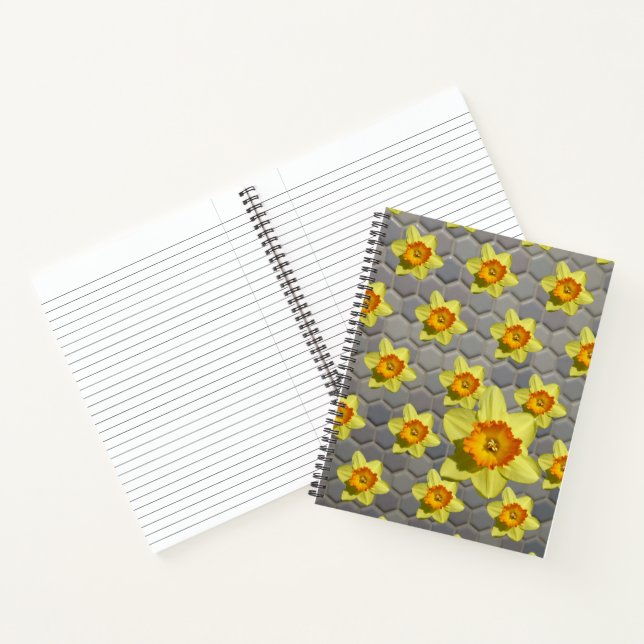 Shades of Blue Pattern Daffodils Notebook (Inside)