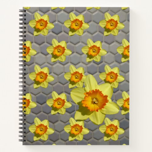 Shades of Blue Pattern Daffodils Notebook