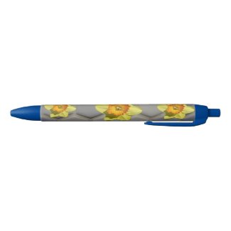 Shades of Blue Pattern Daffodils Pen