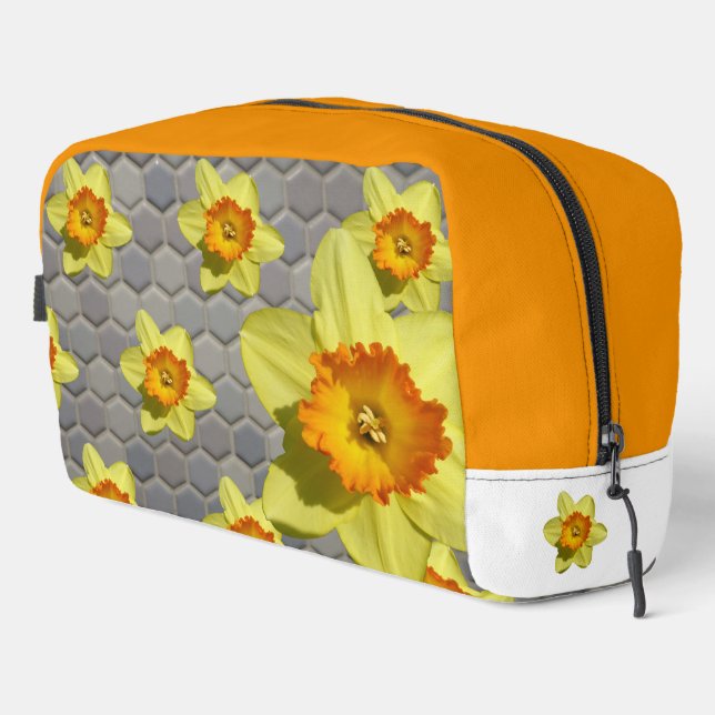 Shades of Blue Pattern Daffodils Toiletry Bag (Right Corner)