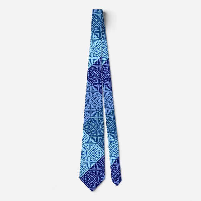 Shades of blue pattern neck tie (Front)