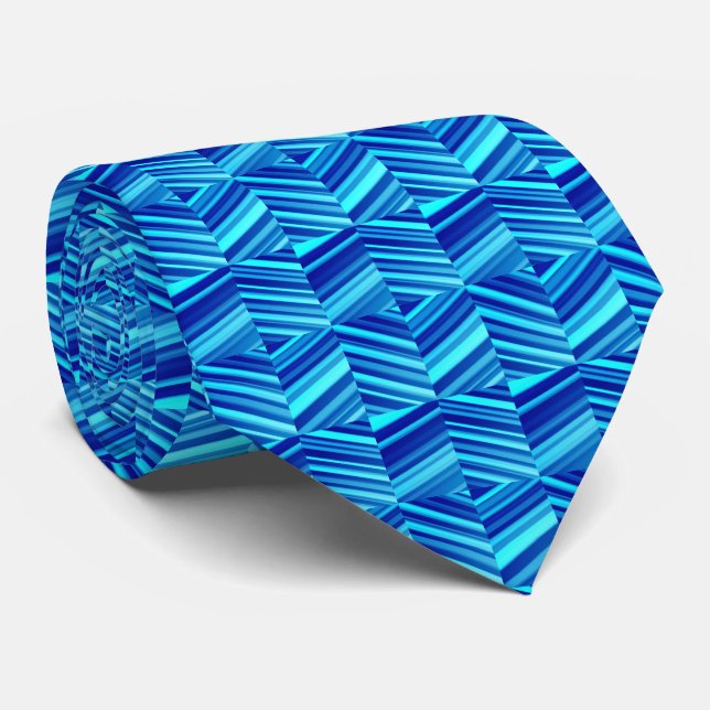 Shades of Blue Pattern Neck Tie (Rolled)