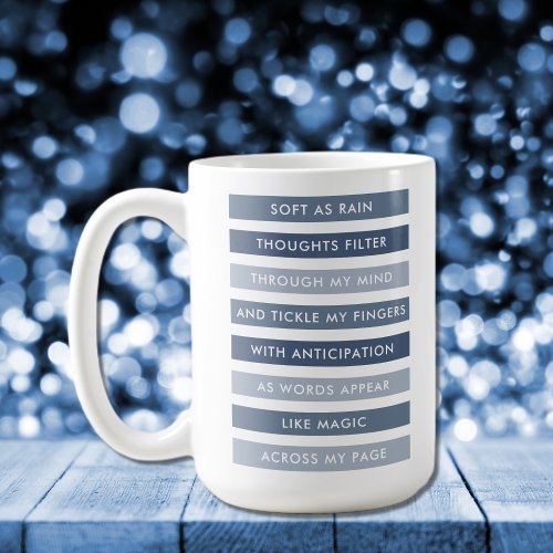 Shades of Blue Poem for Writers Personalized Coffee Mug