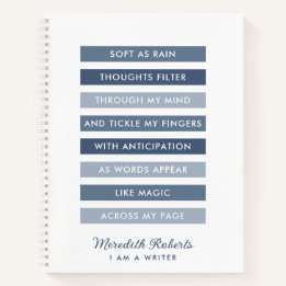 Shades of Blue Poem for Writers Personalized Notebook