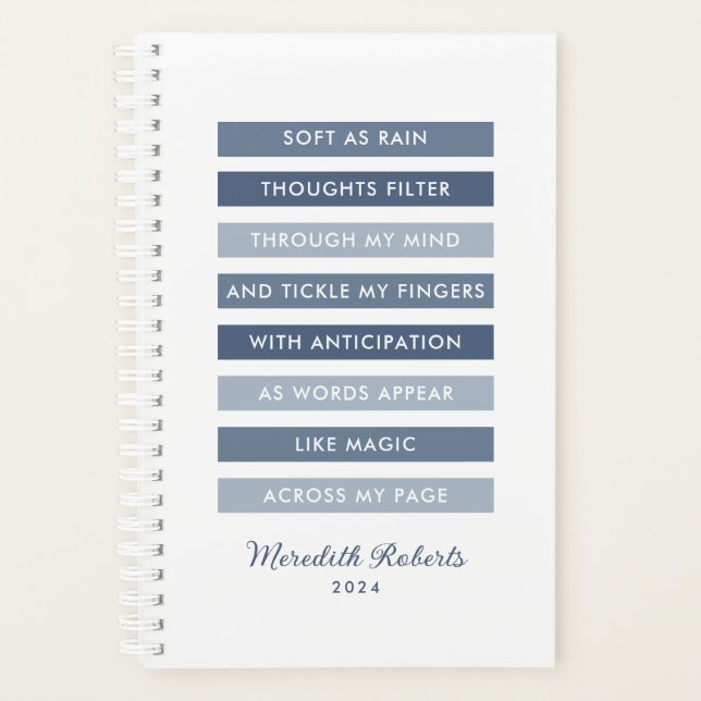 Shades of Blue Poem for Writers Personalized Planner (Front)