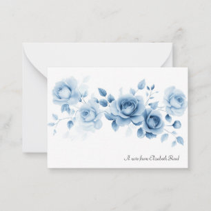 Shades of Blue Roses Vintage Floral Design Note Card