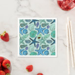 Shades Of Blue Seashells And Starfish Pattern Napkins