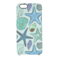 Shades Of Blue Seashells And Starfish Pattern