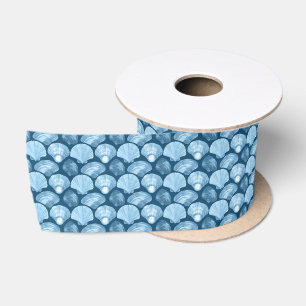 Shades of Blue Seashells – Coastal Beach Nautical Satin Ribbon