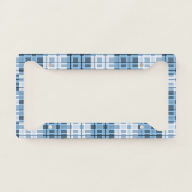 Shades of Blue Sophisticated Geometric Pattern License Plate Frame (Front)