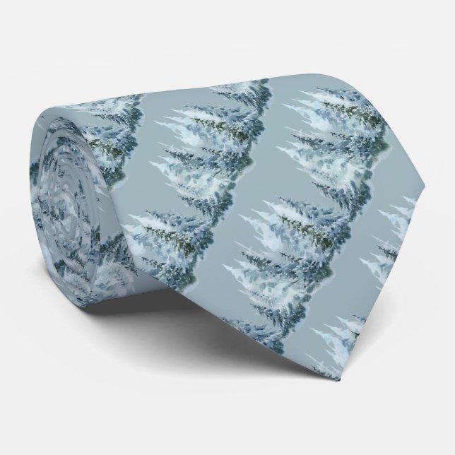 Shades of Blue Spruce Coniferous Trees Wilderness  Neck Tie (Rolled)
