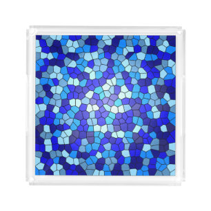 Shades of Blue Stained Glass by Shirley Taylor Acrylic Tray