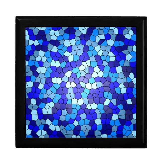 Shades of Blue Stained Glass by Shirley Taylor Keepsake Box (Front)