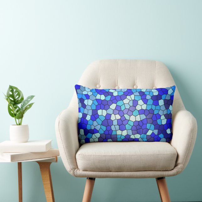 Shades of Blue Stained Glass by Shirley Taylor Lumbar Pillow (Chair)