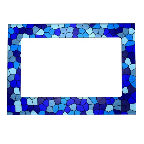 Shades of Blue Stained Glass by Shirley Taylor Magnetic Picture Frame