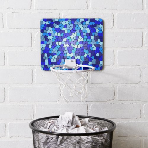 Shades of Blue Stained Glass by Shirley Taylor Mini Basketball Hoop