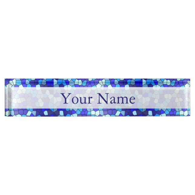 Shades Of Blue Stained Glass by Shirley Taylor Name Plate (Front)