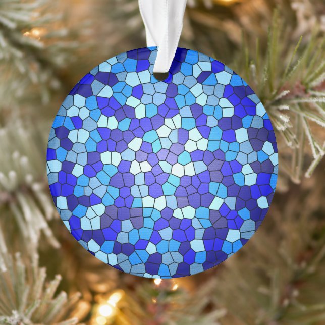 Shades of Blue Stained Glass by Shirley Taylor Ornament (Tree)