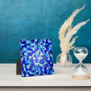 Shades of Blue Stained Glass by Shirley Taylor Plaque