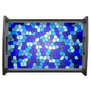 Shades of Blue Stained Glass by Shirley Taylor Serving Tray