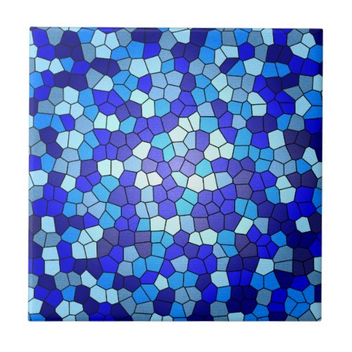 Shades of Blue Stained Glass by Shirley Taylor Tile