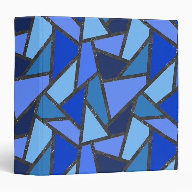 Shades of blue stained glass pattern 3 ring binder (Front/Spine)