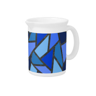 Shades of blue stained glass pattern beverage pitcher