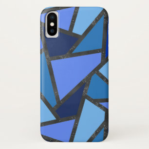 Shades of blue stained glass pattern iPhone x case