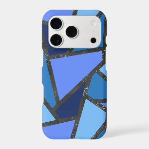 Shades of blue stained glass pattern iPhone 17 pro case