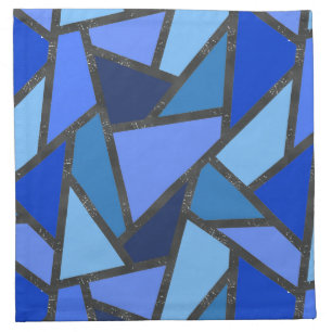 Shades of blue stained glass pattern cloth napkin