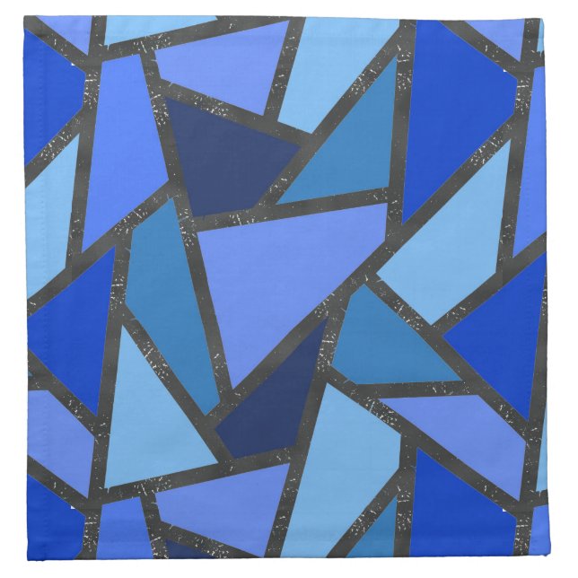 Shades of blue stained glass pattern cloth napkin (Front)