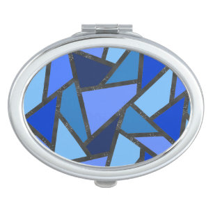 Shades of blue stained glass pattern compact mirror