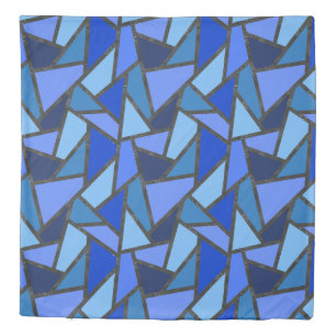Shades of blue stained glass pattern duvet cover