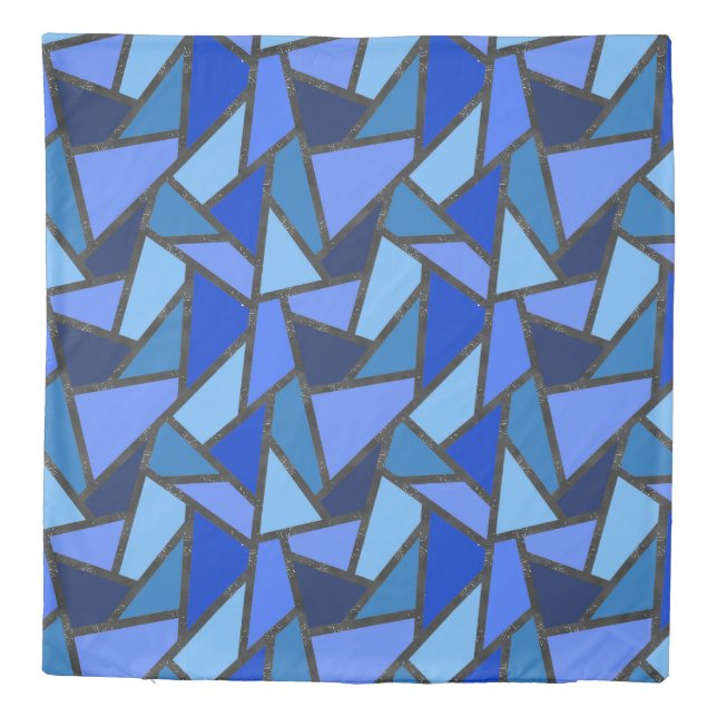 Shades of blue stained glass pattern duvet cover (Back)