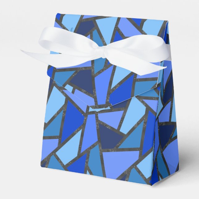 Shades of blue stained glass pattern favor boxes (Front Side)