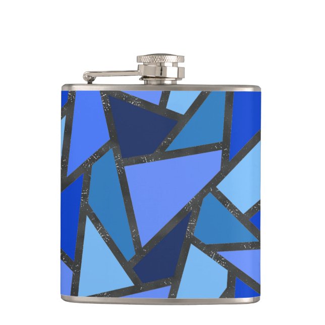 Shades of blue stained glass pattern flask (Front)