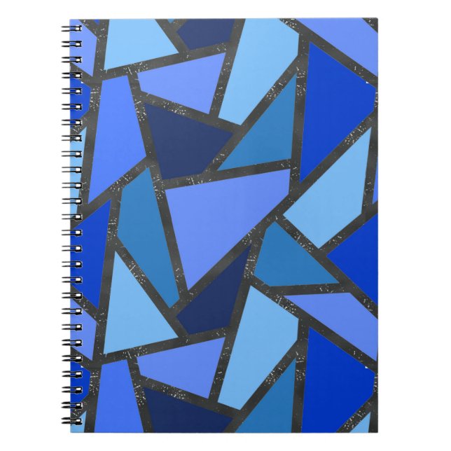 Shades of blue stained glass pattern notebook (Front)