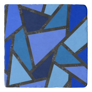 Shades of blue stained glass pattern trivet