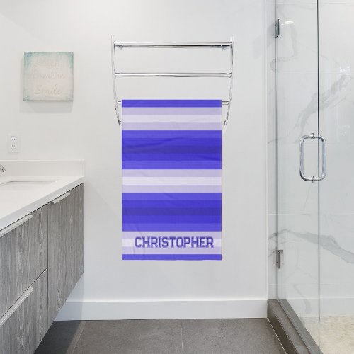 Shades of blue striped bath towel